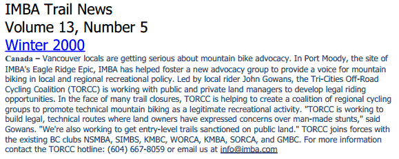 IMBA Trail News Article